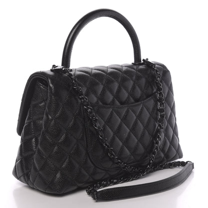 Chanel Caviar Quilted Small Coco Handle Flap So Black 4 of 11