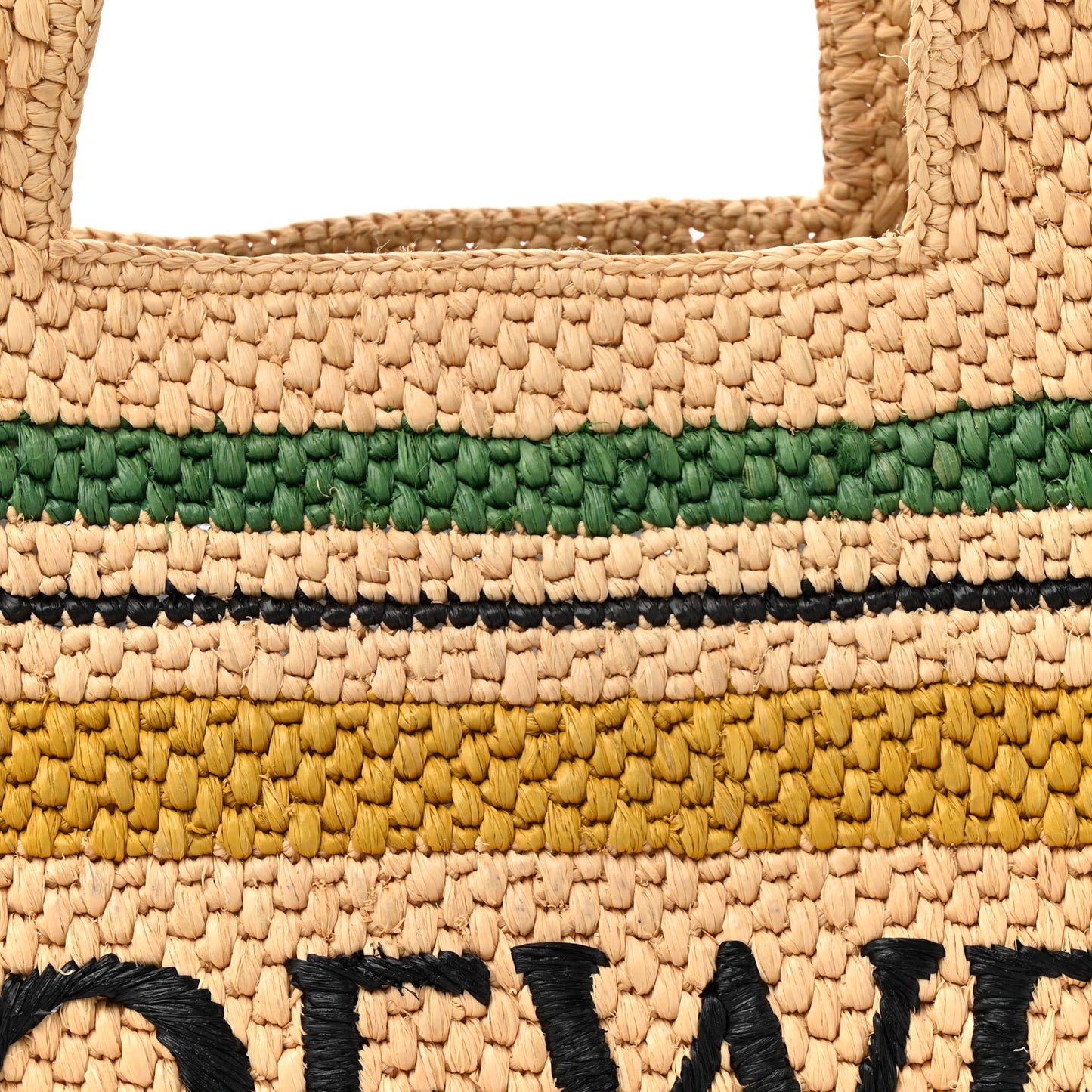 Raffia Small Paula's Ibiza Logo Tote Beige Multicolor