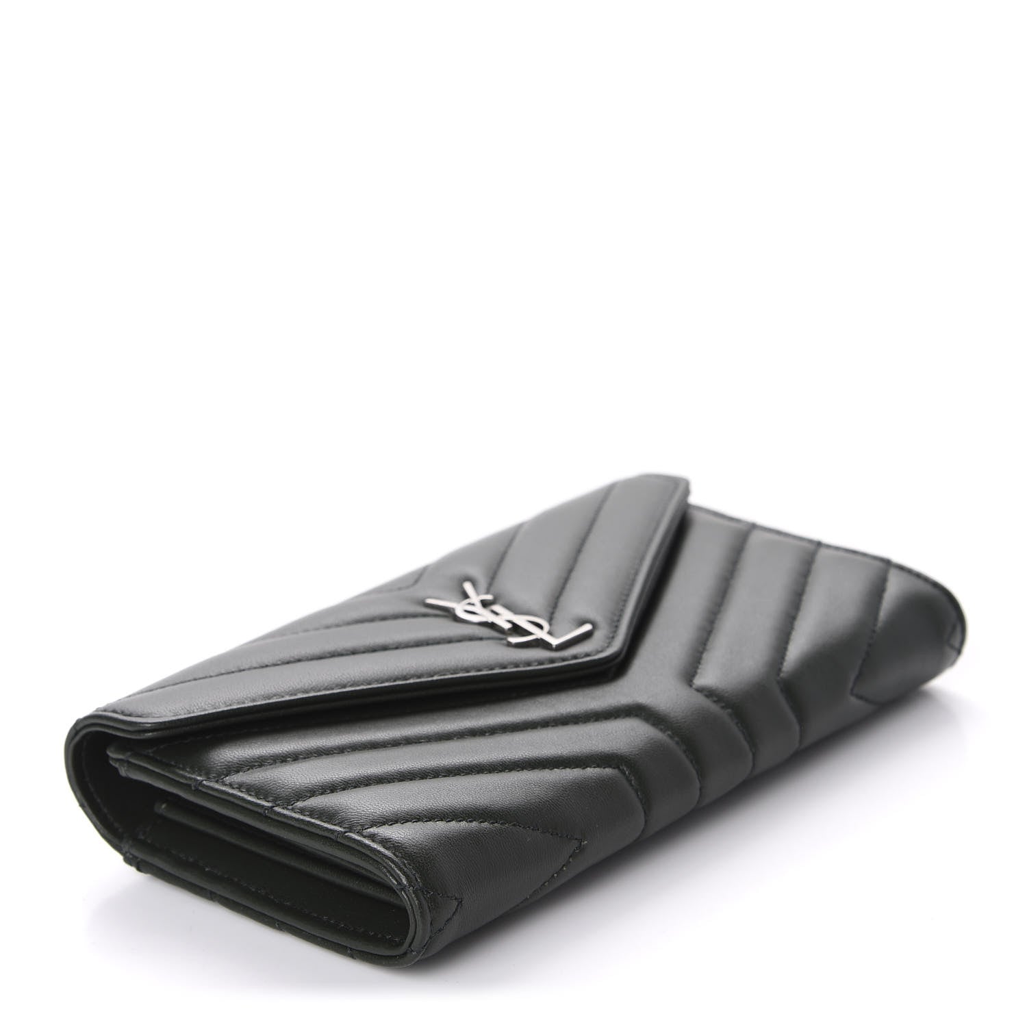 Saint Laurent Lambskin Y Quilted Monogram Large Loulou Flap Wallet Black 4 of 8