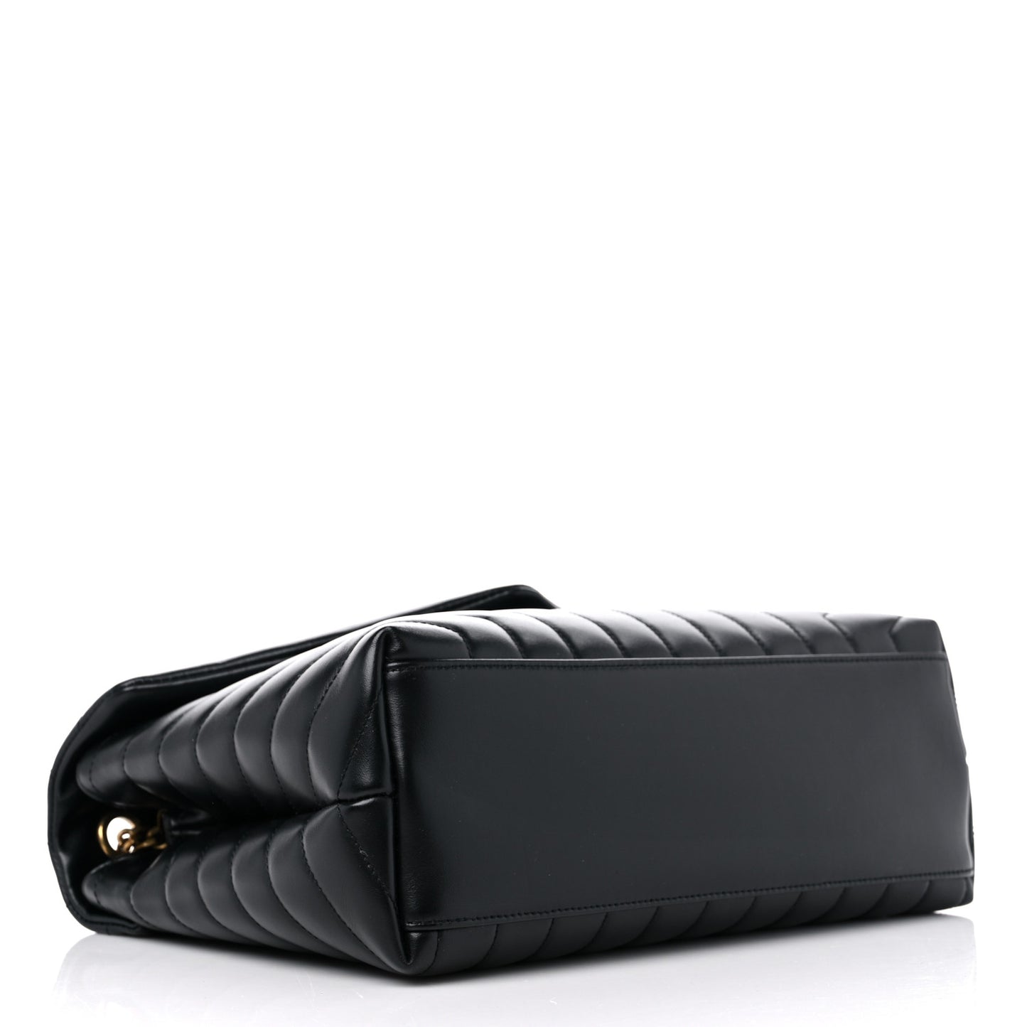 Calfskin Y Quilted Monogram Medium Loulou Chain Satchel Black
