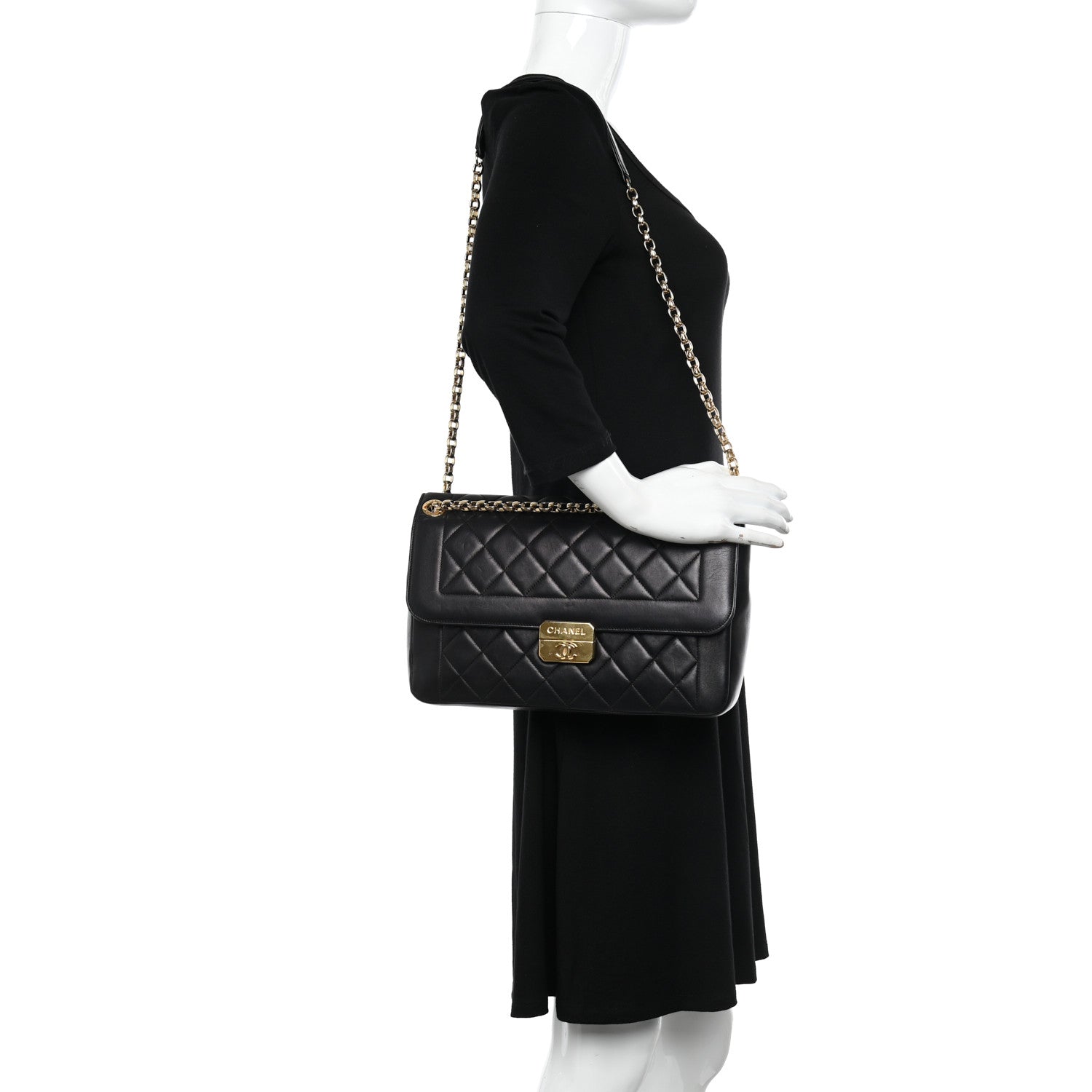 Chanel Lambskin Quilted Large Chic With Me Flap Black 2 of 12