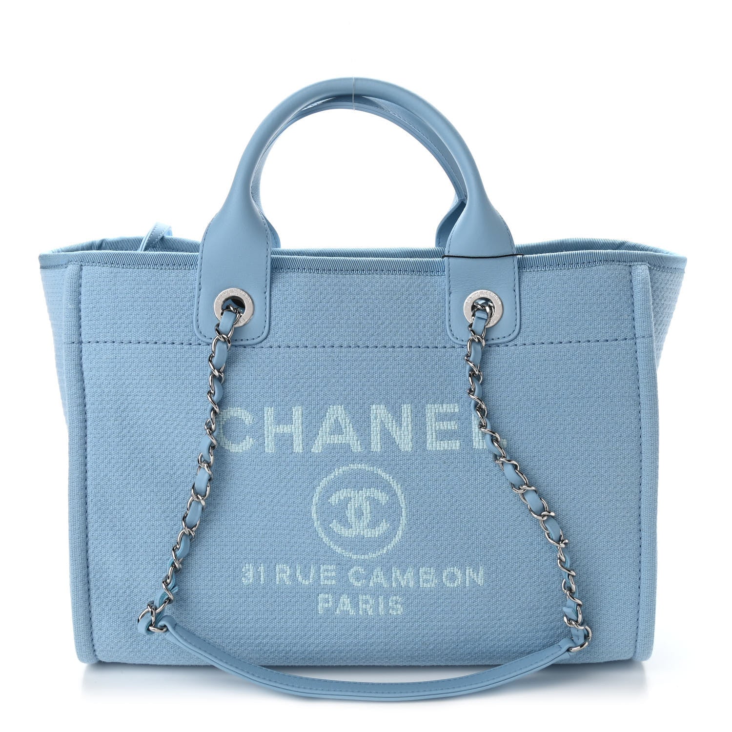 Chanel Mixed Fibers Small Deauville Tote Light Blue 3 of 11