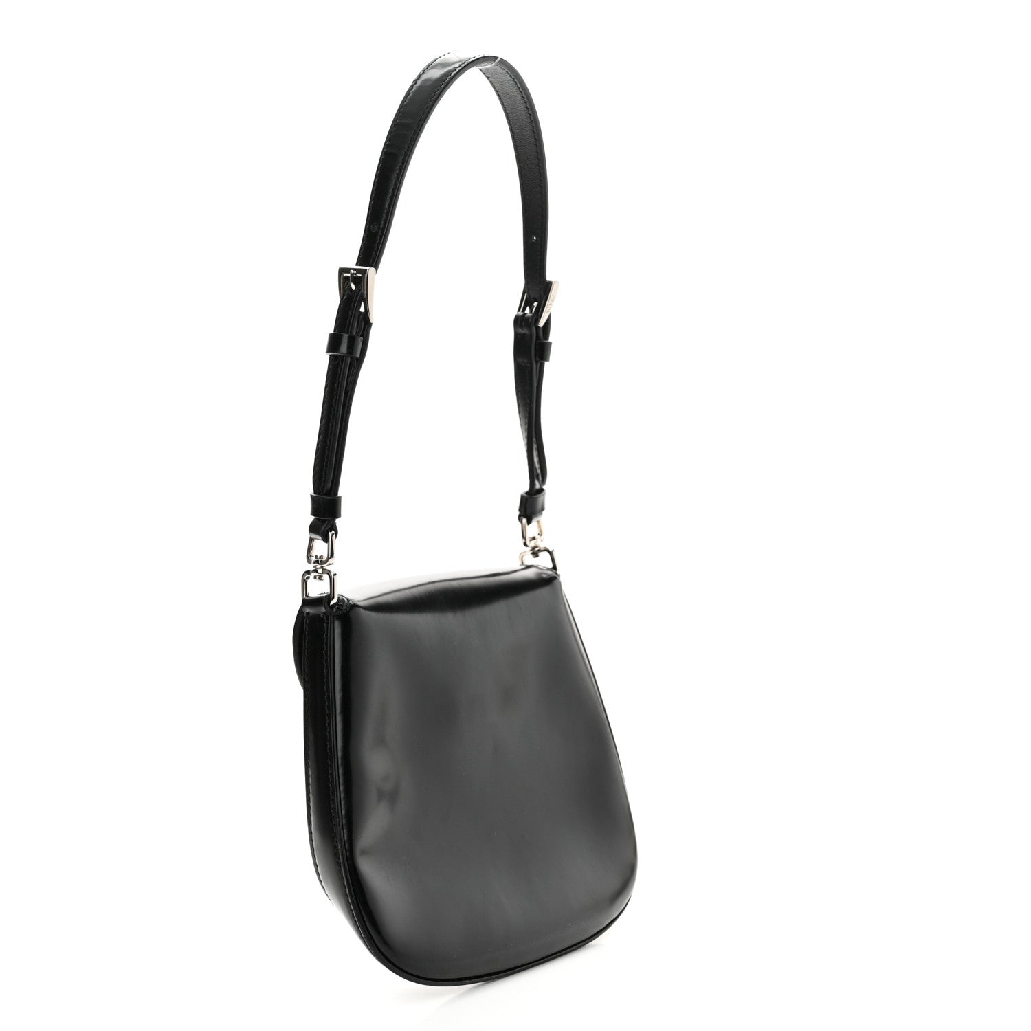 Prada Spazzolato Mini Cleo Flap Adjustable Strap Shoulder Bag Black 3 of 14