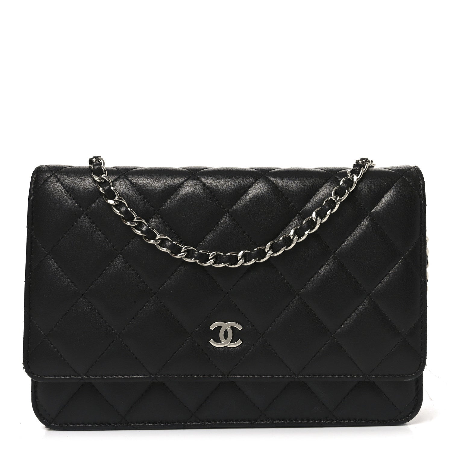 Chanel Lambskin Quilted Wallet On Chain WOC Black 1 of 12