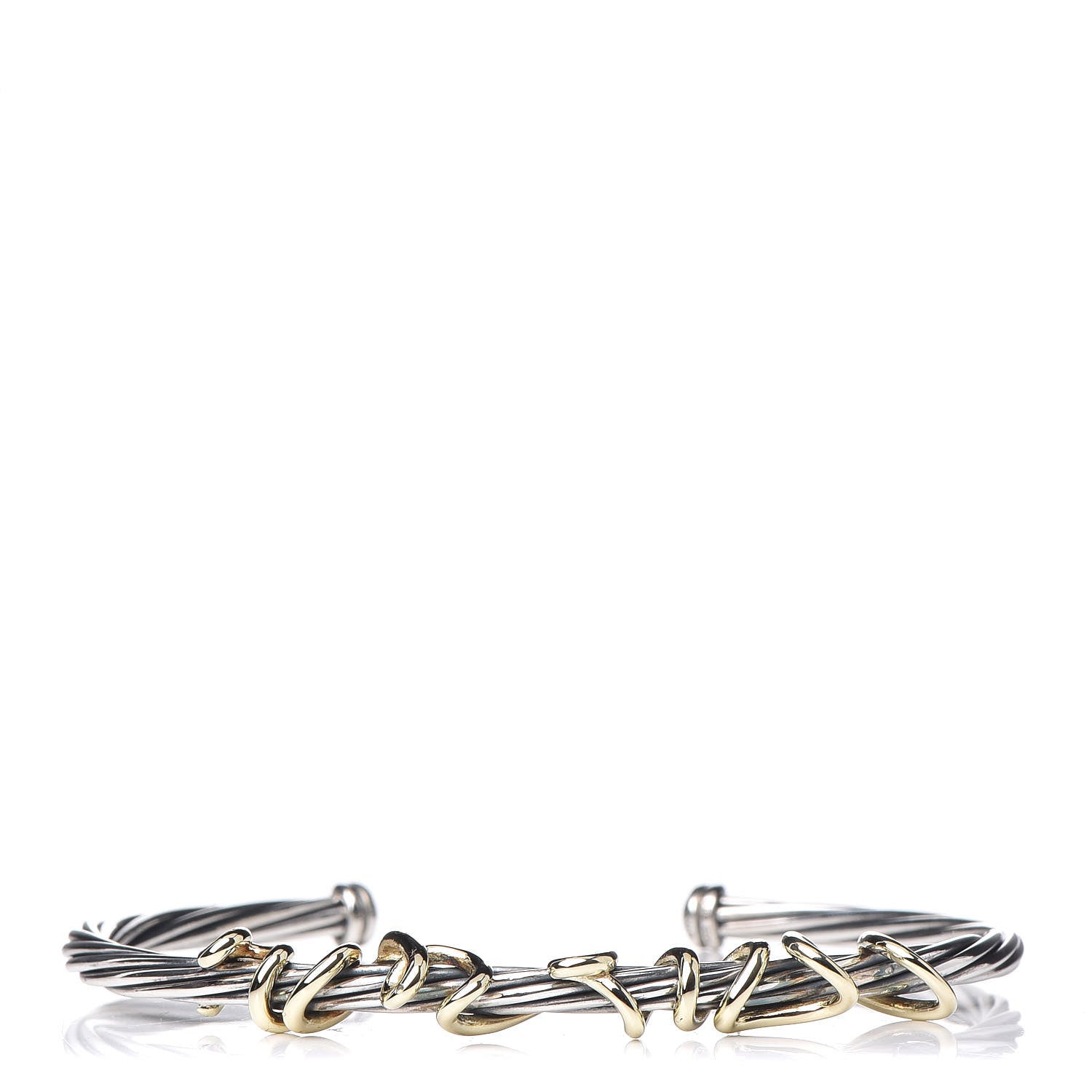 David Yurman Sterling Silver 14K Yellow Gold DY Whispers I Love You Bracelet 1 of 6