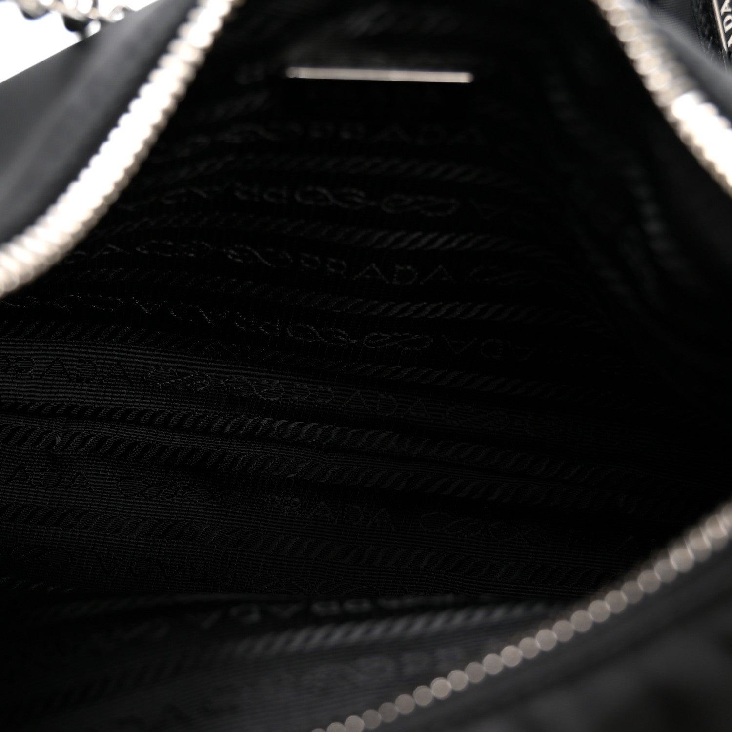 Prada Nylon Sequin Embellished Polka Dot Re-Edition 2005 Shoulder Bag Black 5 of 10