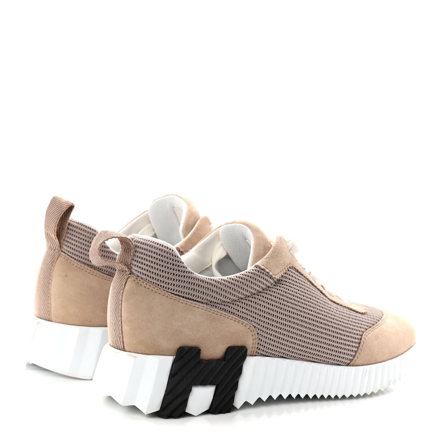 Textured Mesh Suede Goatskin Bouncing Sneakers 37.5 Beige Camel