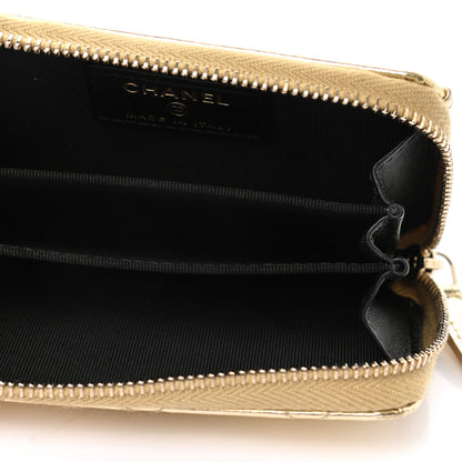 Chanel Hammered Metallic Calfskin Quilted Zip Coin Purse Gold 5 of 7
