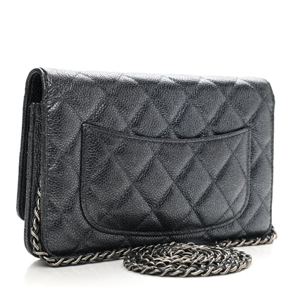 Chanel Iridescent Caviar Quilted Wallet On Chain WOC Black 3 of 11