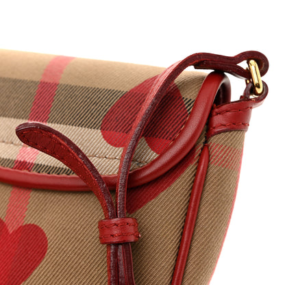 Burberry Calfskin Heart Print House Check Crossbody Beige 12 of 14