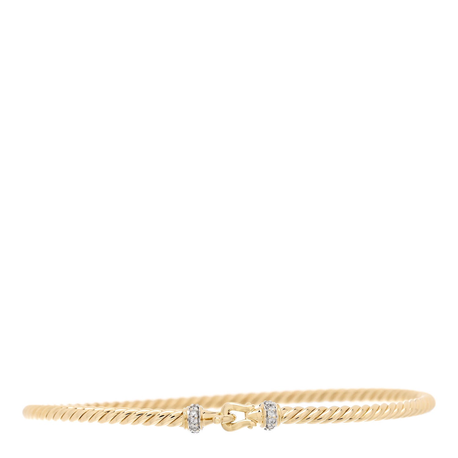 David Yurman 18K Yellow Gold Diamond 2.6mm Cable Collectibles Buckle Bracelet 1 of 3
