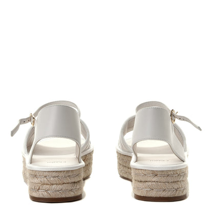 Fendi Nappa FF Embossed Espadrille Platform Sandals 37 Snow 8 of 15