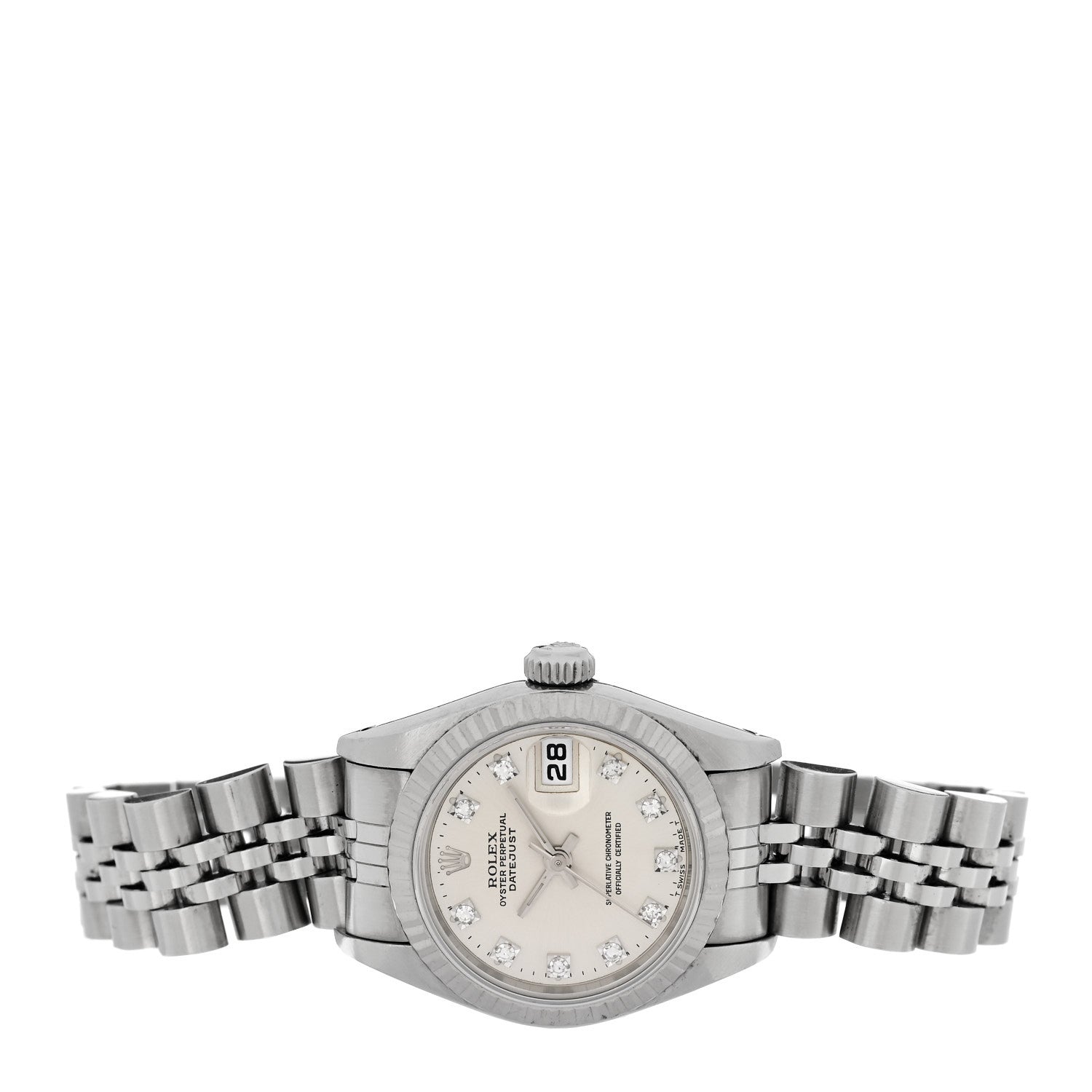 Rolex Stainless Steel 18K White Gold Diamond 26mm Oyster Perpetual Datejust Watch Silver 69174 2 of 5