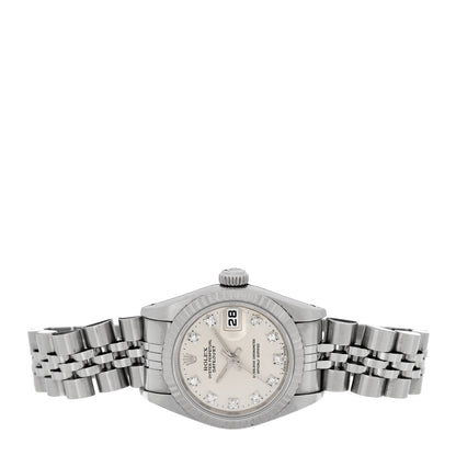 Rolex Stainless Steel 18K White Gold Diamond 26mm Oyster Perpetual Datejust Watch Silver 69174 2 of 5