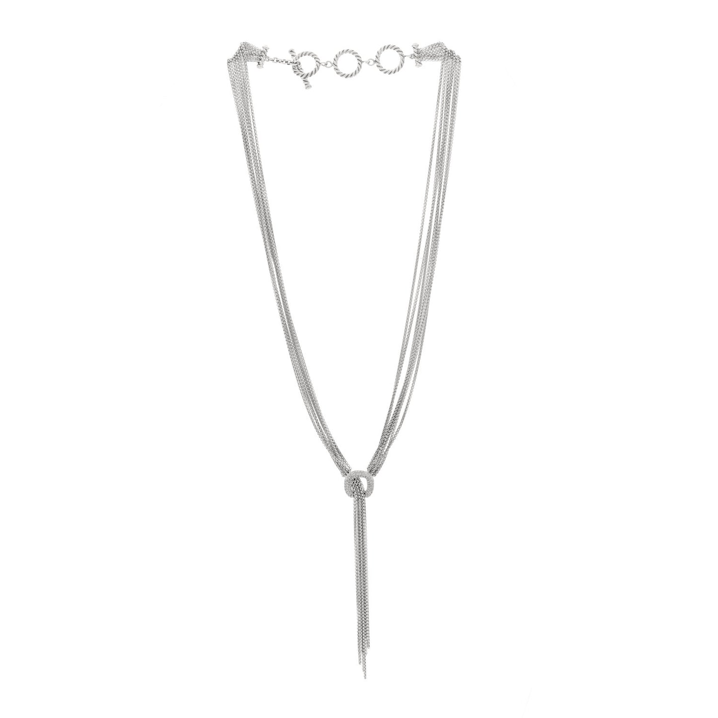 Sterling Silver Diamond 14mm Waterfall Lariat Necklace