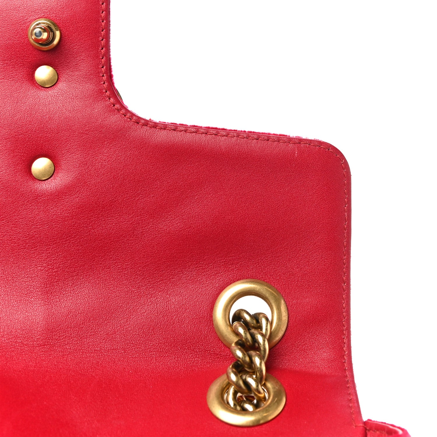Gucci Velvet Matelasse Mini GG Marmont Shoulder Bag Hibiscus Red 13 of 17