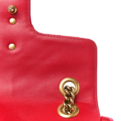 Gucci Velvet Matelasse Mini GG Marmont Shoulder Bag Hibiscus Red 13 of 17