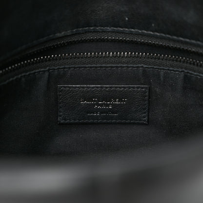 Saint Laurent Lambskin Quilted Monogram Monochrome Medium Loulou Puffer Chain Satchel Black 6 of 17