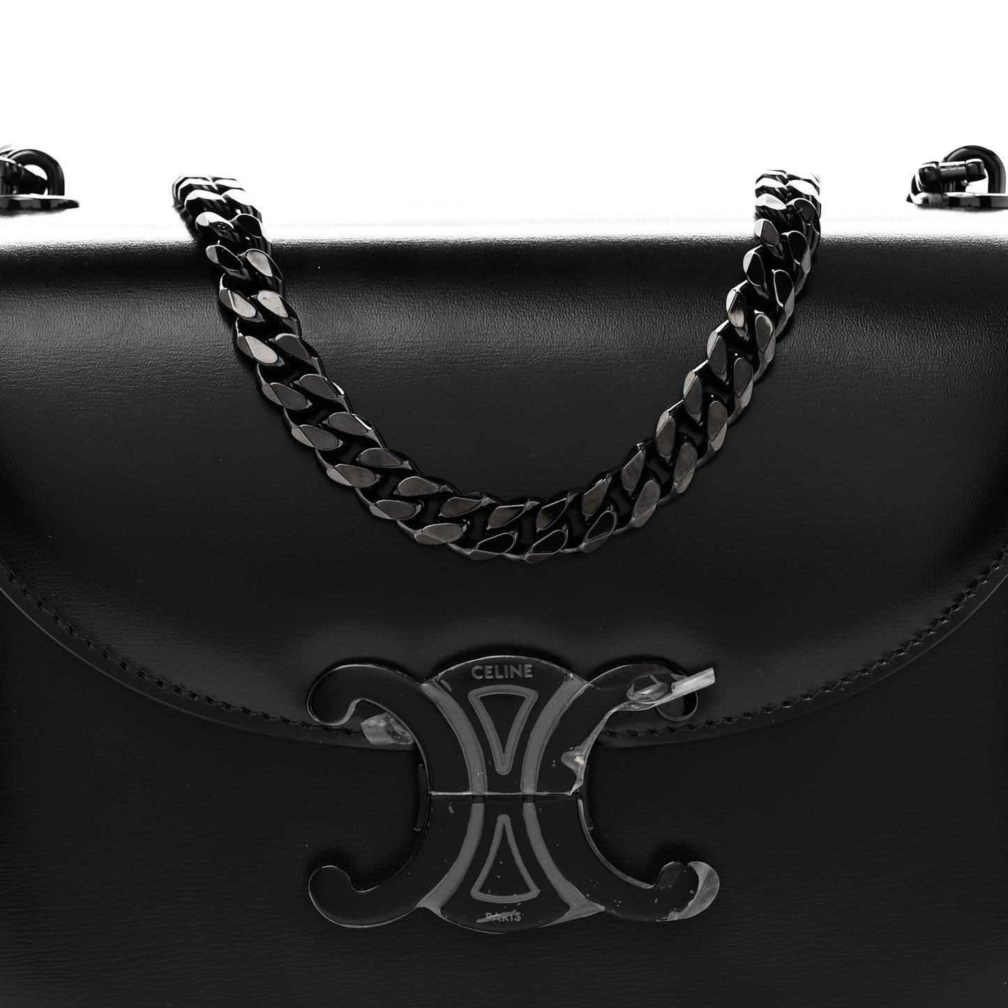 Calfskin Besace Clea Chain Triomphe Black
