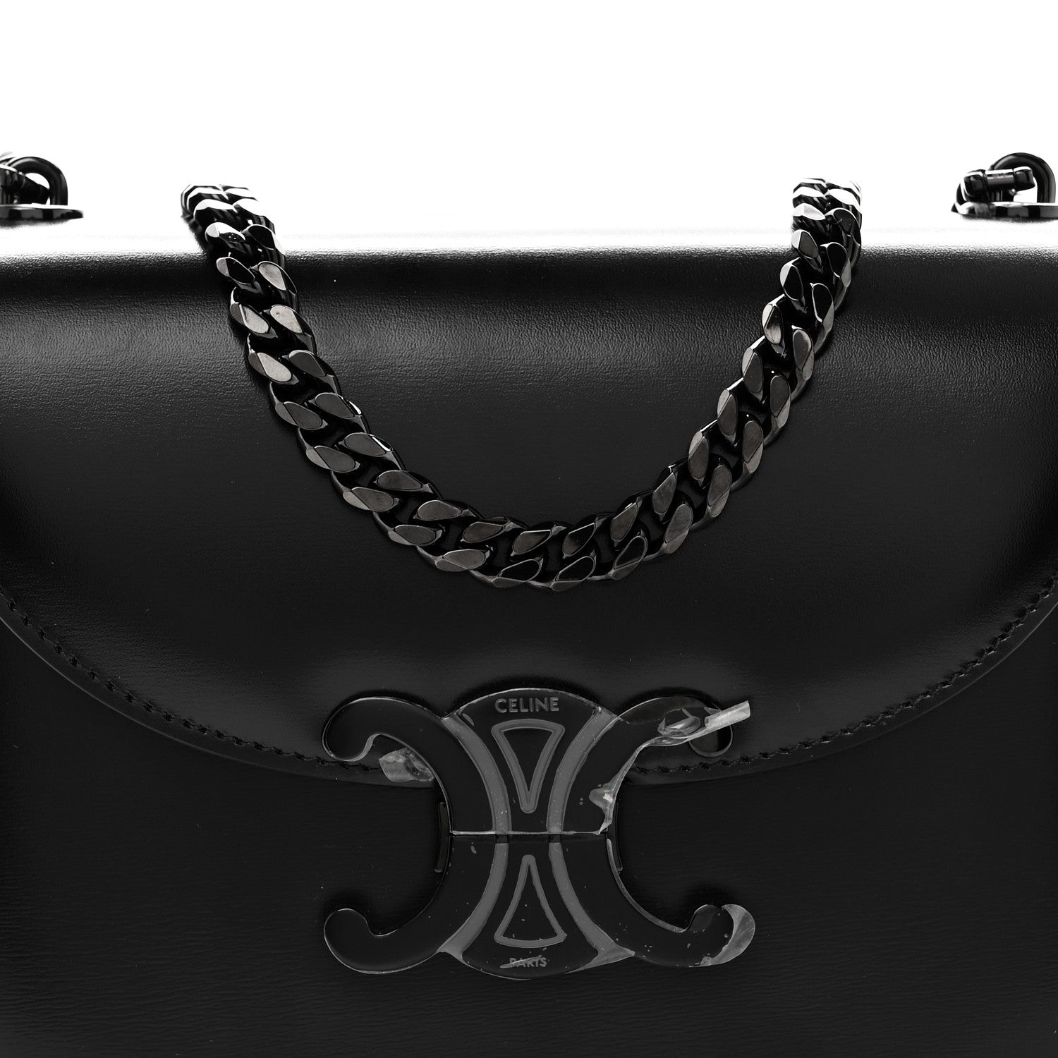 Celine Calfskin Besace Clea Chain Triomphe Black 8 of 10