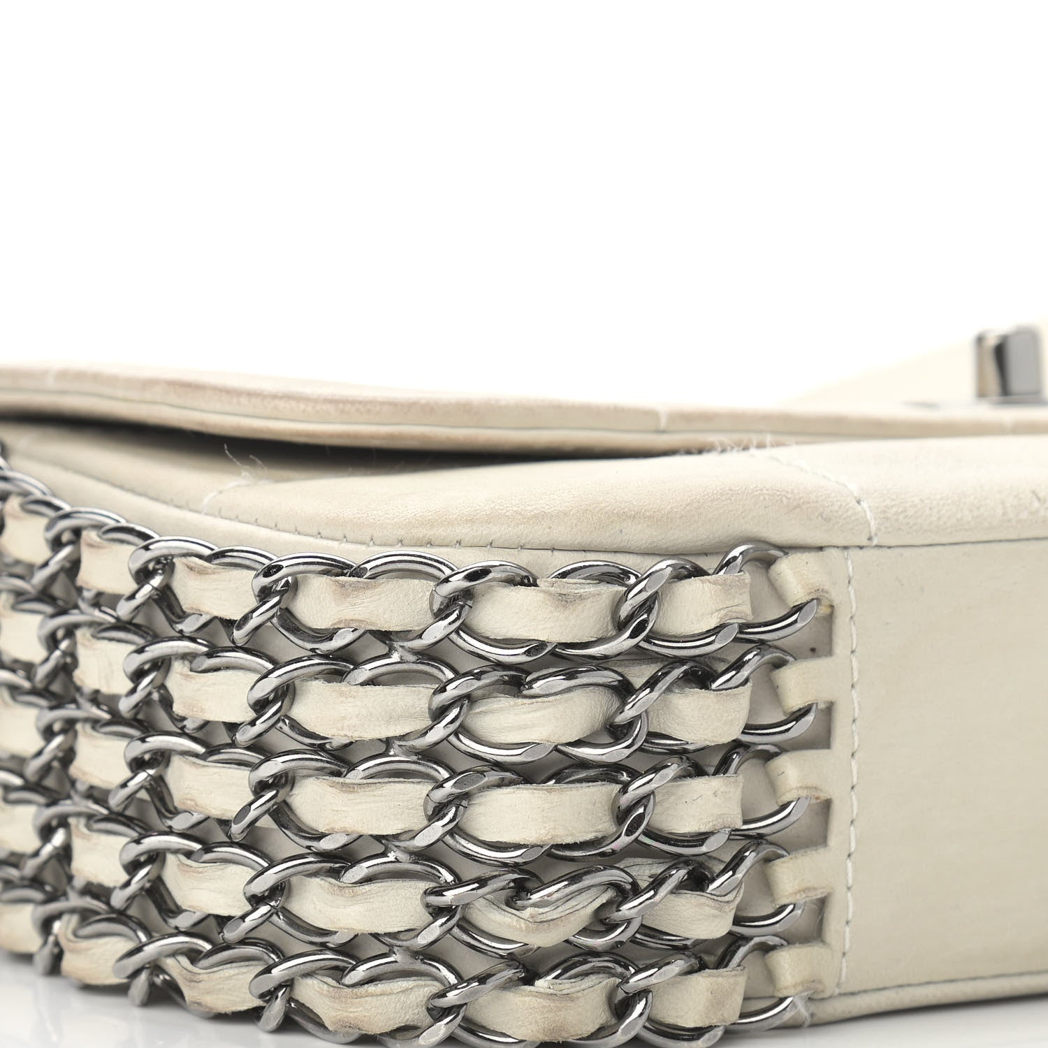 Chanel Lambskin Chocolate Bar 5 Chain Flap White 8 of 11