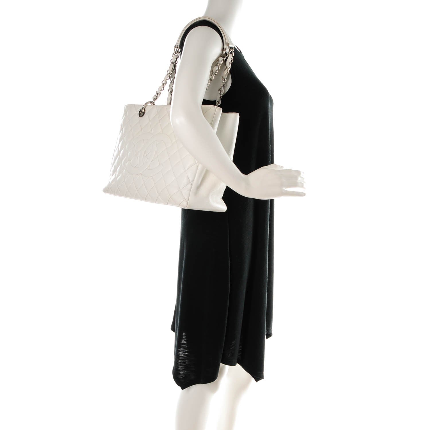 Chanel Caviar Quilted Grand Shopping Tote GST White 2 of 11