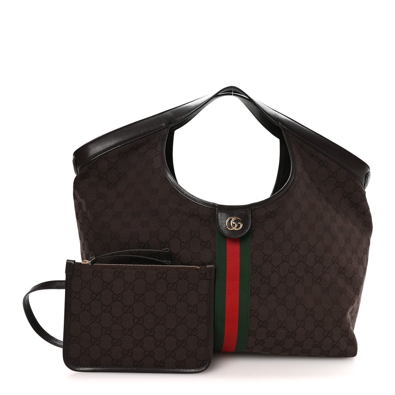 Gucci GG Monogram Web Large Giglio Tote Dark Brown 3 of 10