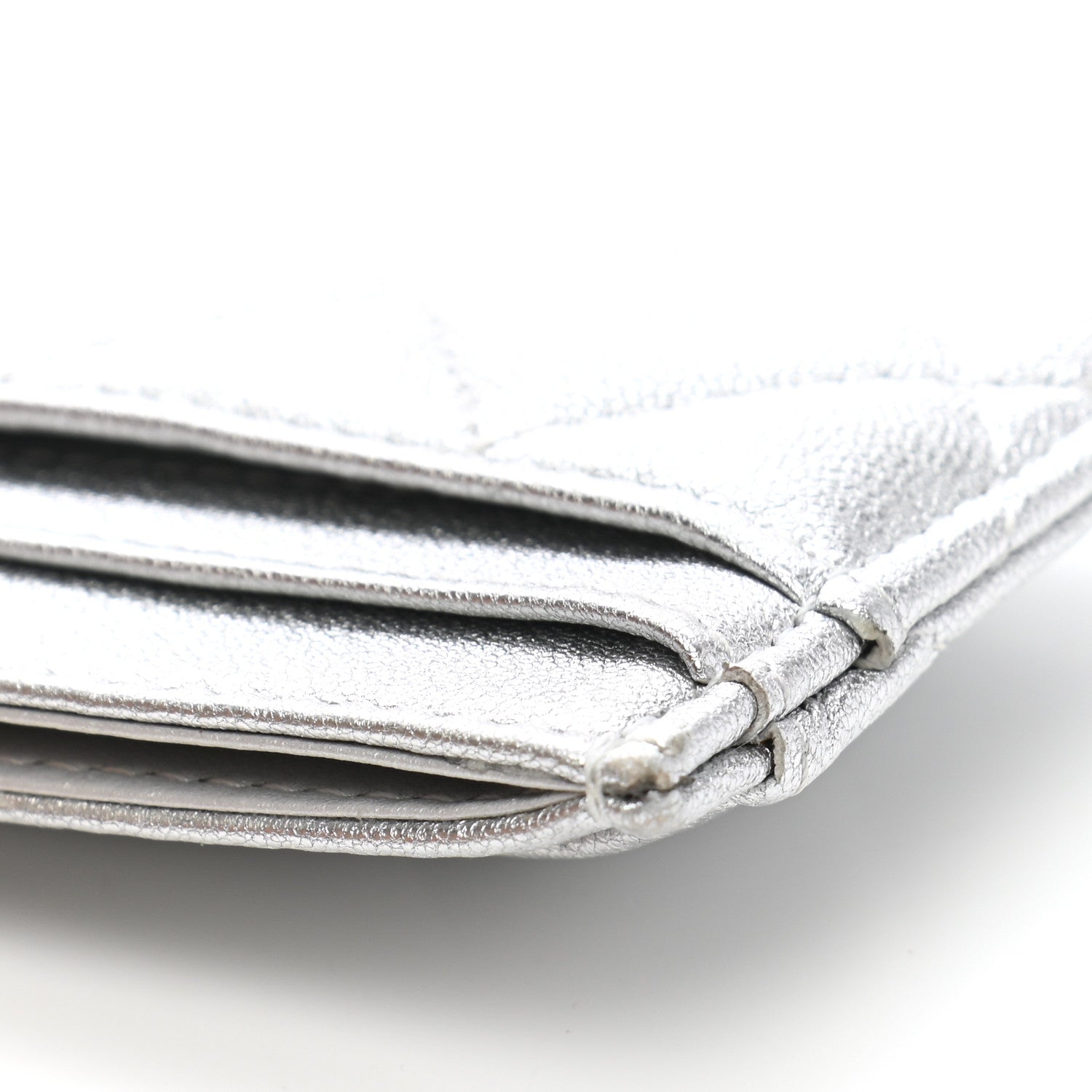 Chanel Metallic Lambskin Quilted Card Holder Silver 11 of 12