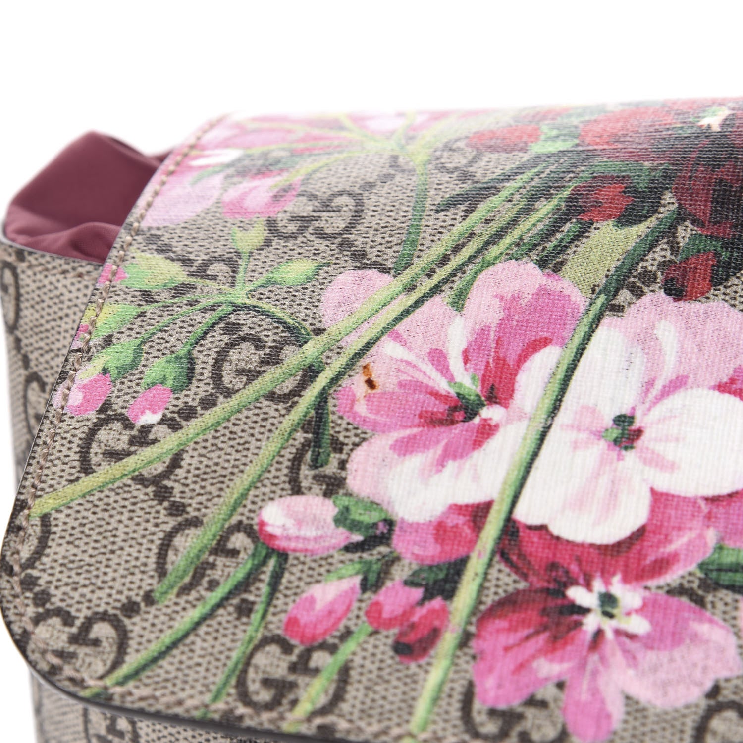 Gucci GG Supreme Monogram Blooms Medium Single Buckle Backpack Beige Multicolor Dry Rose 11 of 13