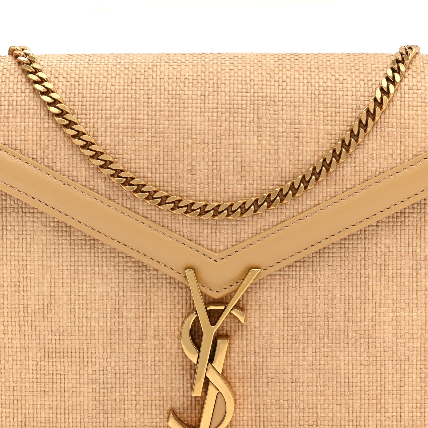 Saint Laurent Canvas Calfskin Classic Monogram Cassandra Grege Brown Gold 7 of 9