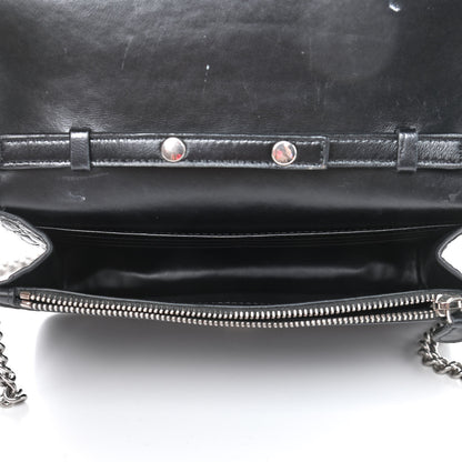 Balenciaga Shiny Calfskin Logo Crocodile Embossed Ville Wallet on Chain Black 3 of 5