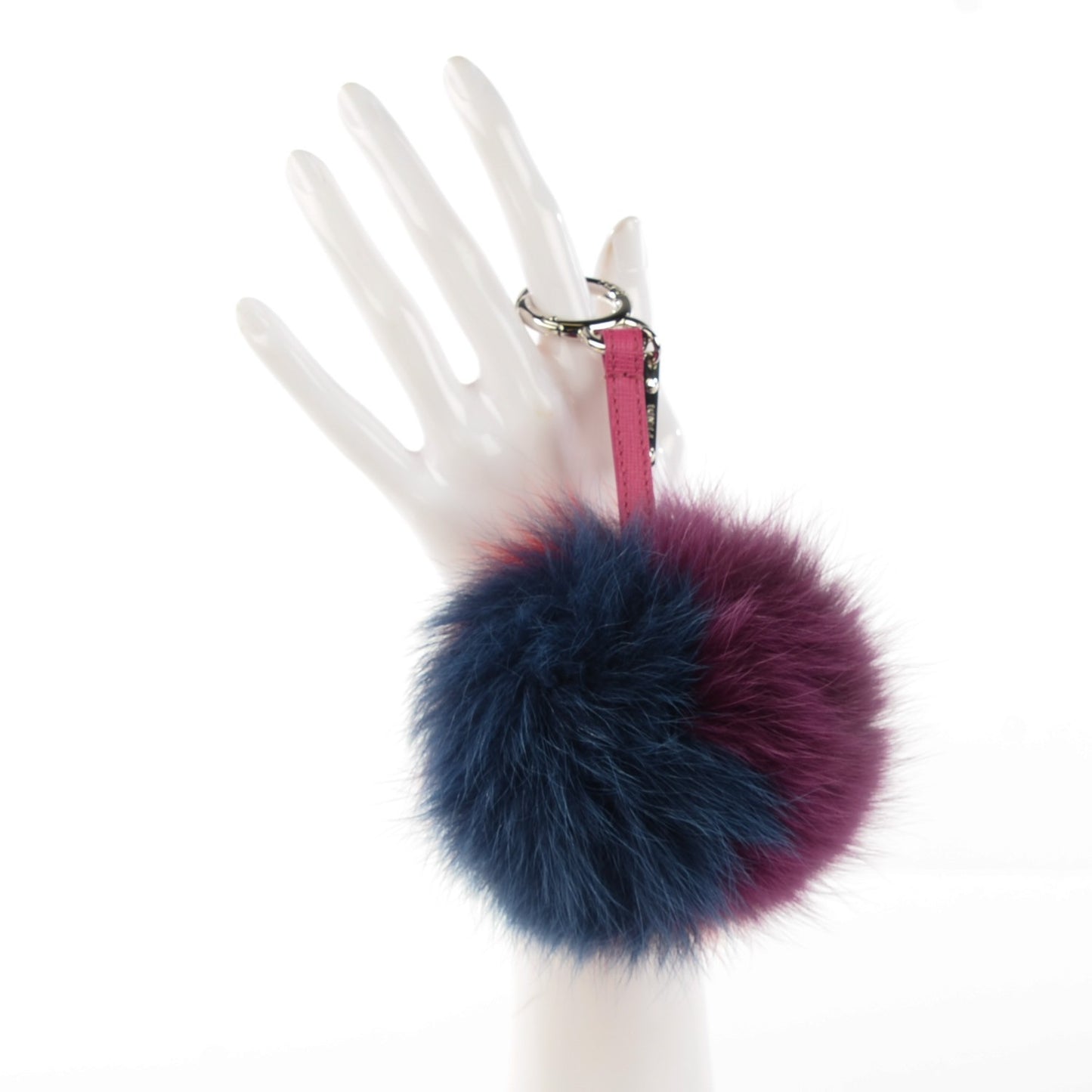 Fox Fur Pom Pom Bag Charm Shadow Violet
