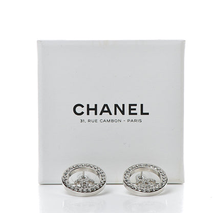 Chanel Crystal CC Round Earrings Silver 5 of 5