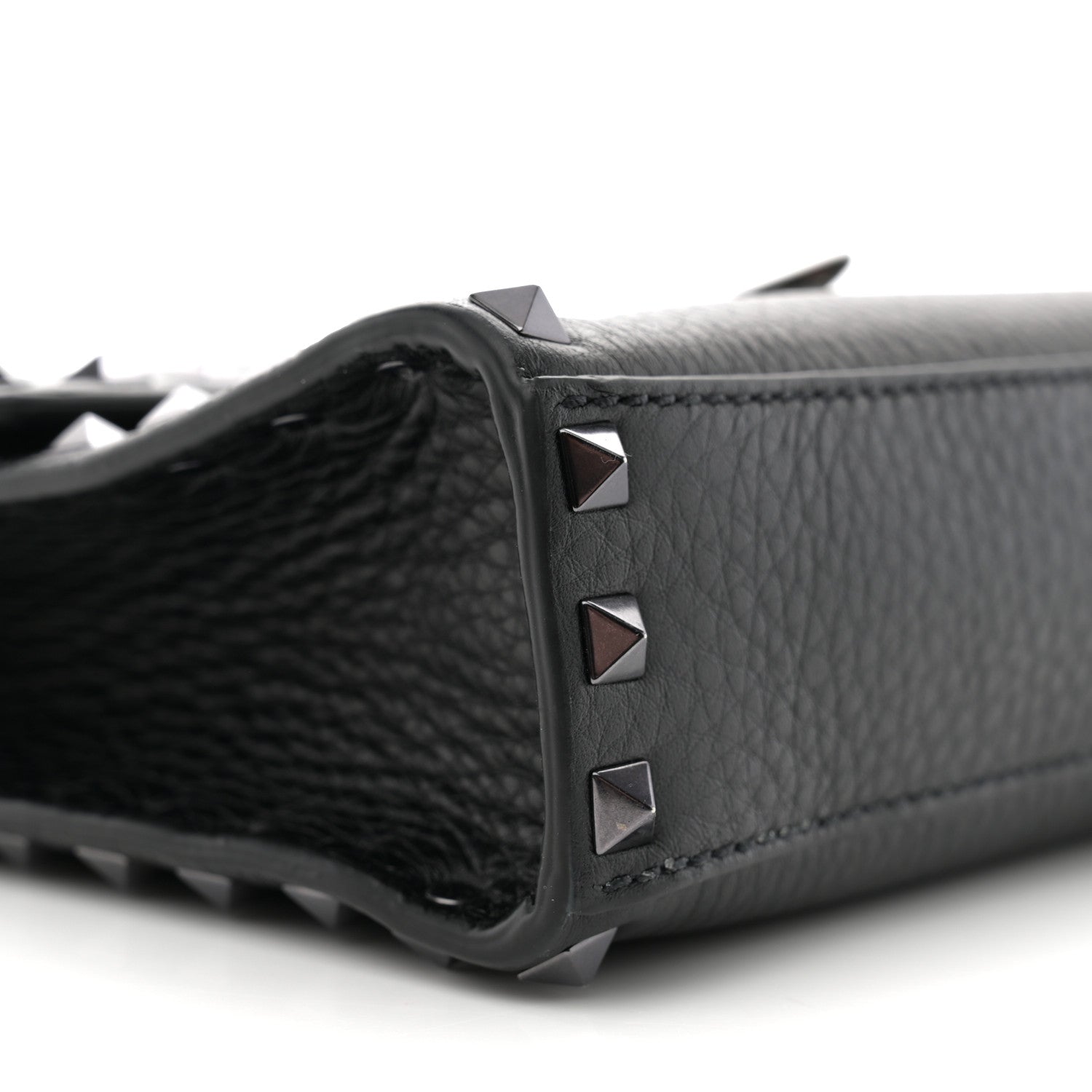 Valentino Garavani Pebbled Calfskin Monochrome Medium Rockstud Flip Lock Crossbody Bag Black 8 of 9