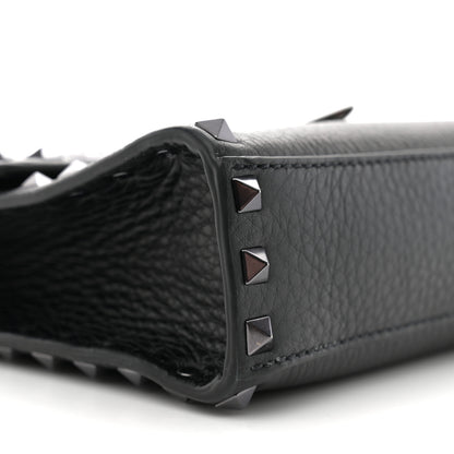 Valentino Garavani Pebbled Calfskin Monochrome Medium Rockstud Flip Lock Crossbody Bag Black 8 of 9