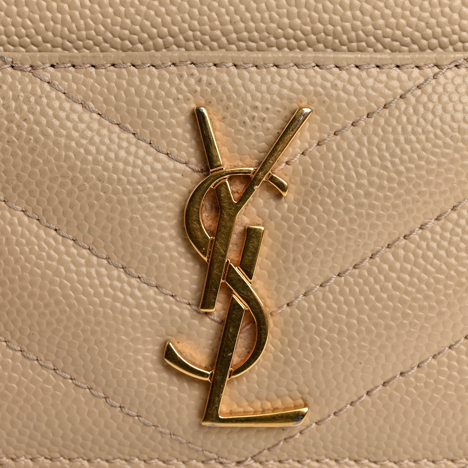 Saint Laurent Grain De Poudre Matelasse Chevron Monogram Credit Card Case Nude Powder 9 of 14