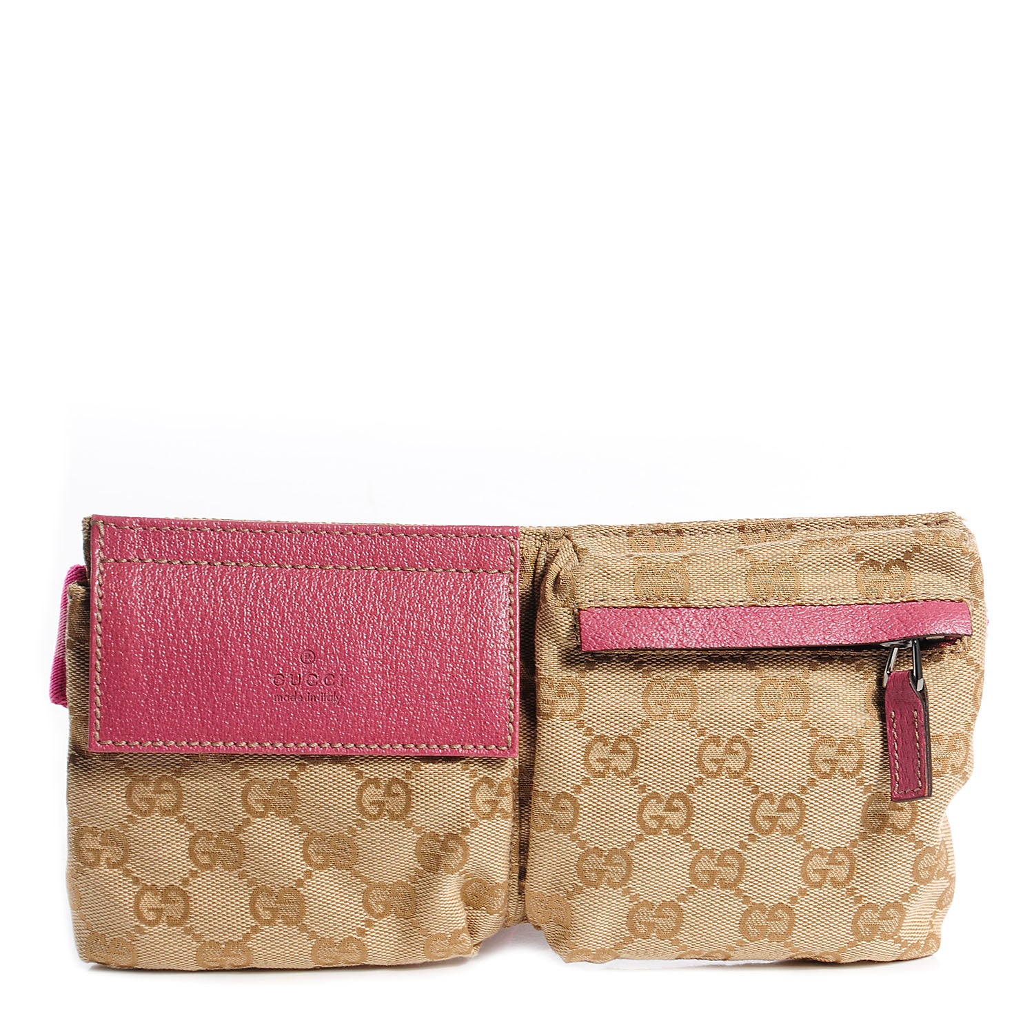 Gucci GG Monogram Web Double Pocket Belt Bag Pink 1 of 8