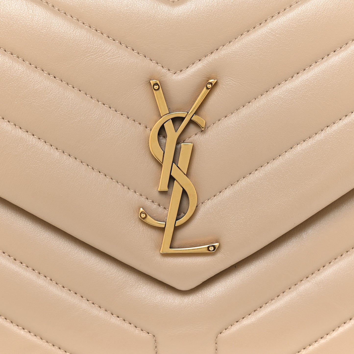 Calfskin Y Quilted Monogram Medium Loulou Chain Satchel Dark Beige