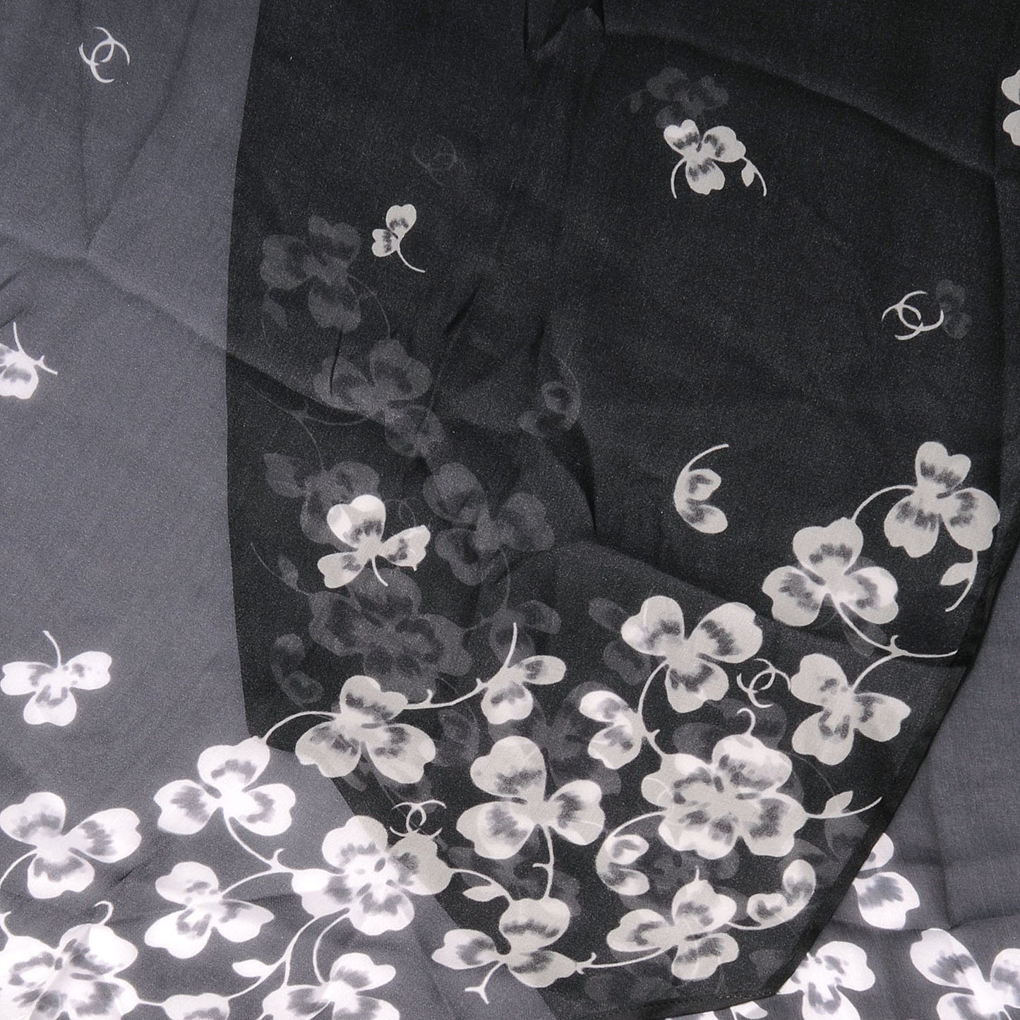 Silk Muslin CC Clover Stole Black