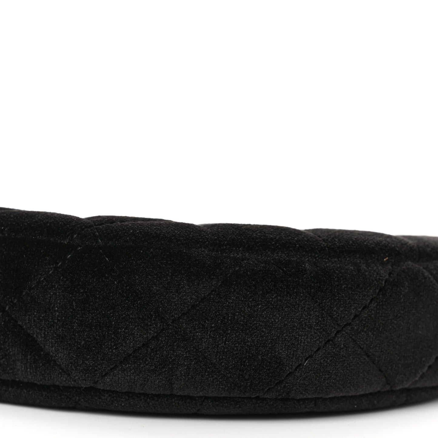 Velvet Crystal Quilted Chain Hobo Black