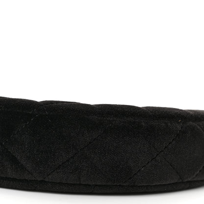 Chanel Velvet Crystal Quilted Chain Hobo Black 10 of 10