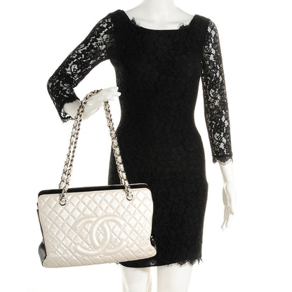 Chanel Metallic Calfskin Quilted Mademoiselle Tote Pearl Black 2 of 8