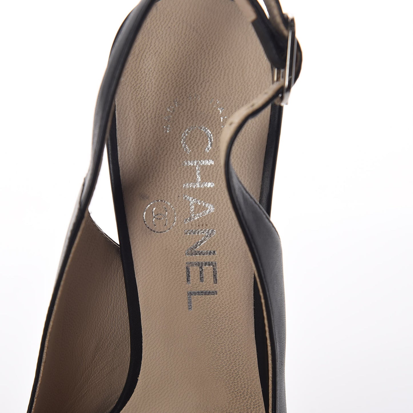 Lambskin Chain Slingback Pumps 37 Black