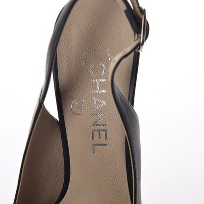 Chanel Lambskin Chain Slingback Pumps 37 Black 6 of 8