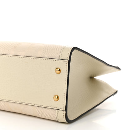 Gucci Monogram Jumbo GG Textured Dollar Calfskin Web Small Diana Tote Bag Mystic White 10 of 11