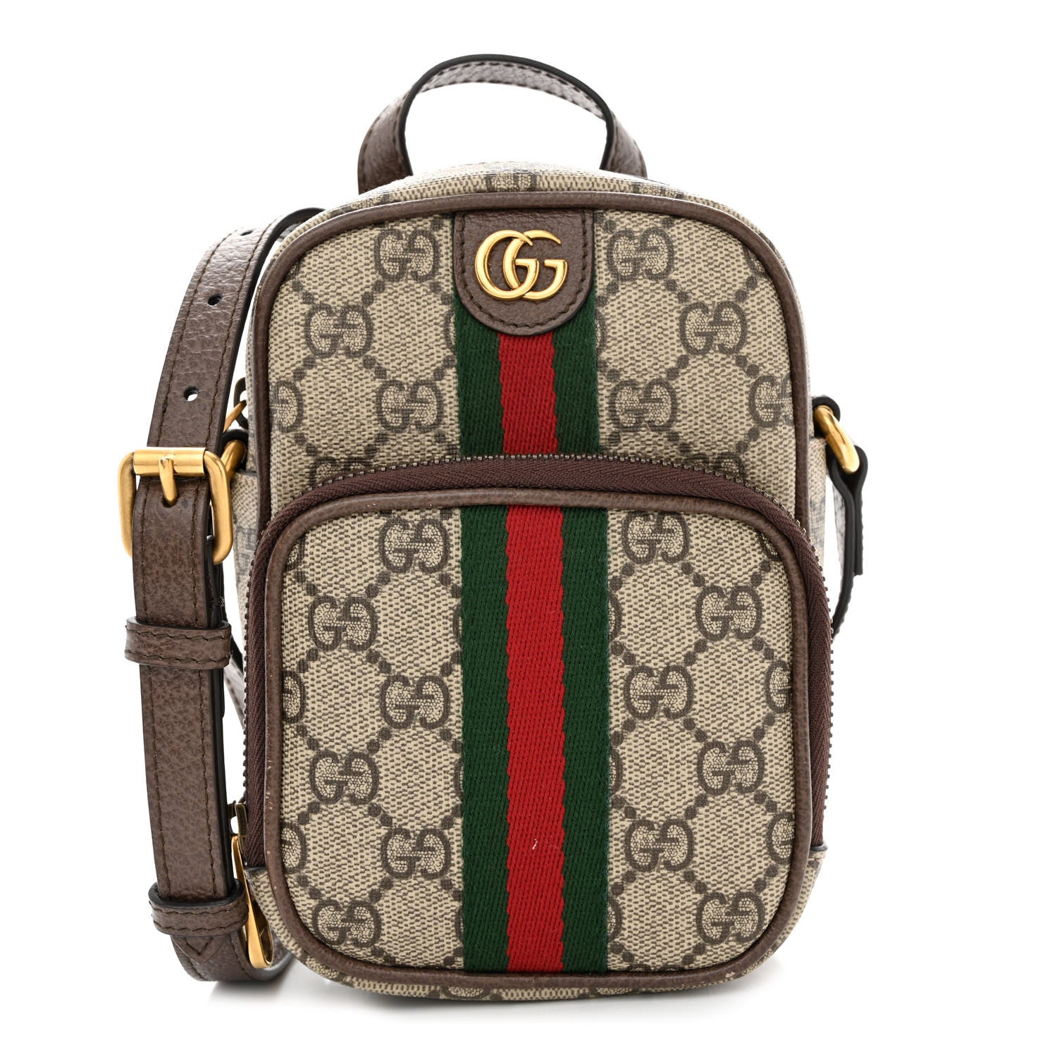 Gucci GG Supreme Monogram Web Mini Ophidia Double Zip Messenger Bag Beige New Acero 1 of 11