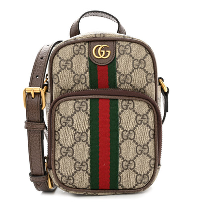 Gucci GG Supreme Monogram Web Mini Ophidia Double Zip Messenger Bag Beige New Acero 1 of 11