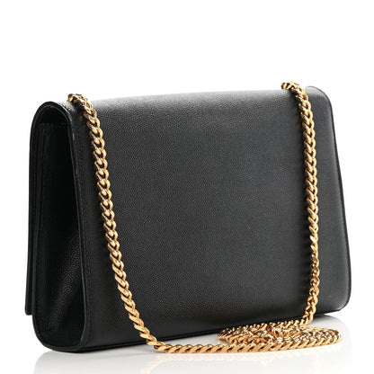 Saint Laurent Grain De Poudre Medium Classic Monogram Kate Satchel Black 3 of 12