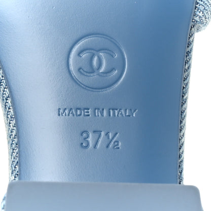 Chanel Denim Quilted Mules 37.5 Blue 8 of 9
