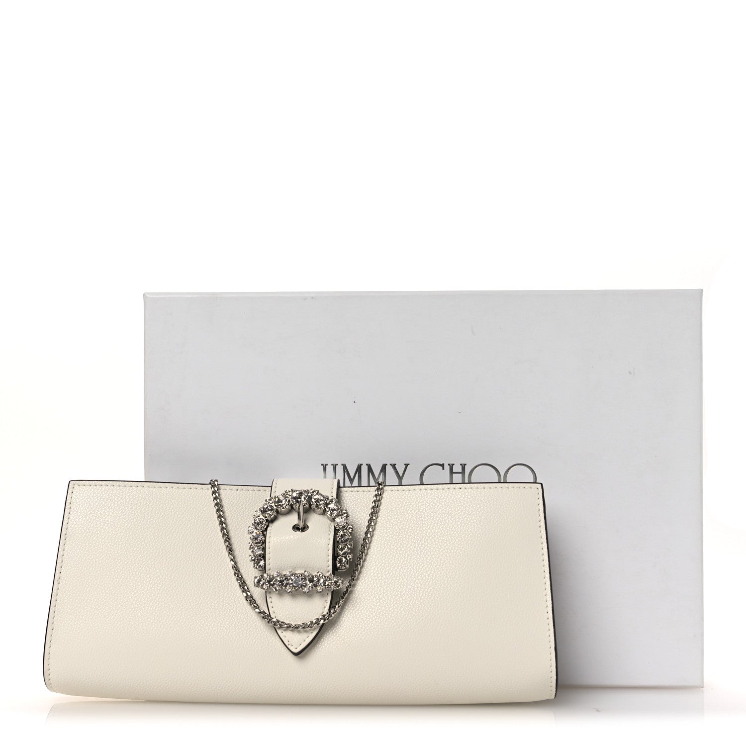 Jimmy Choo Calfskin Crystal Cheri Clutch White 1825254 – FASHIONPHILE